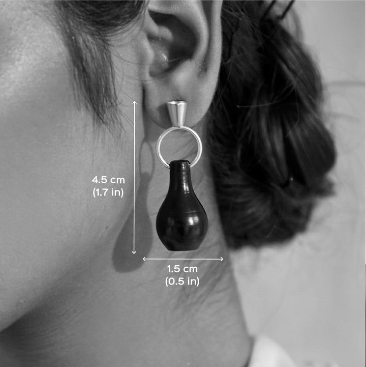 Handmade Minimal Pyau Pot Design Brass Earrings | 22K Gold And Silver Plated