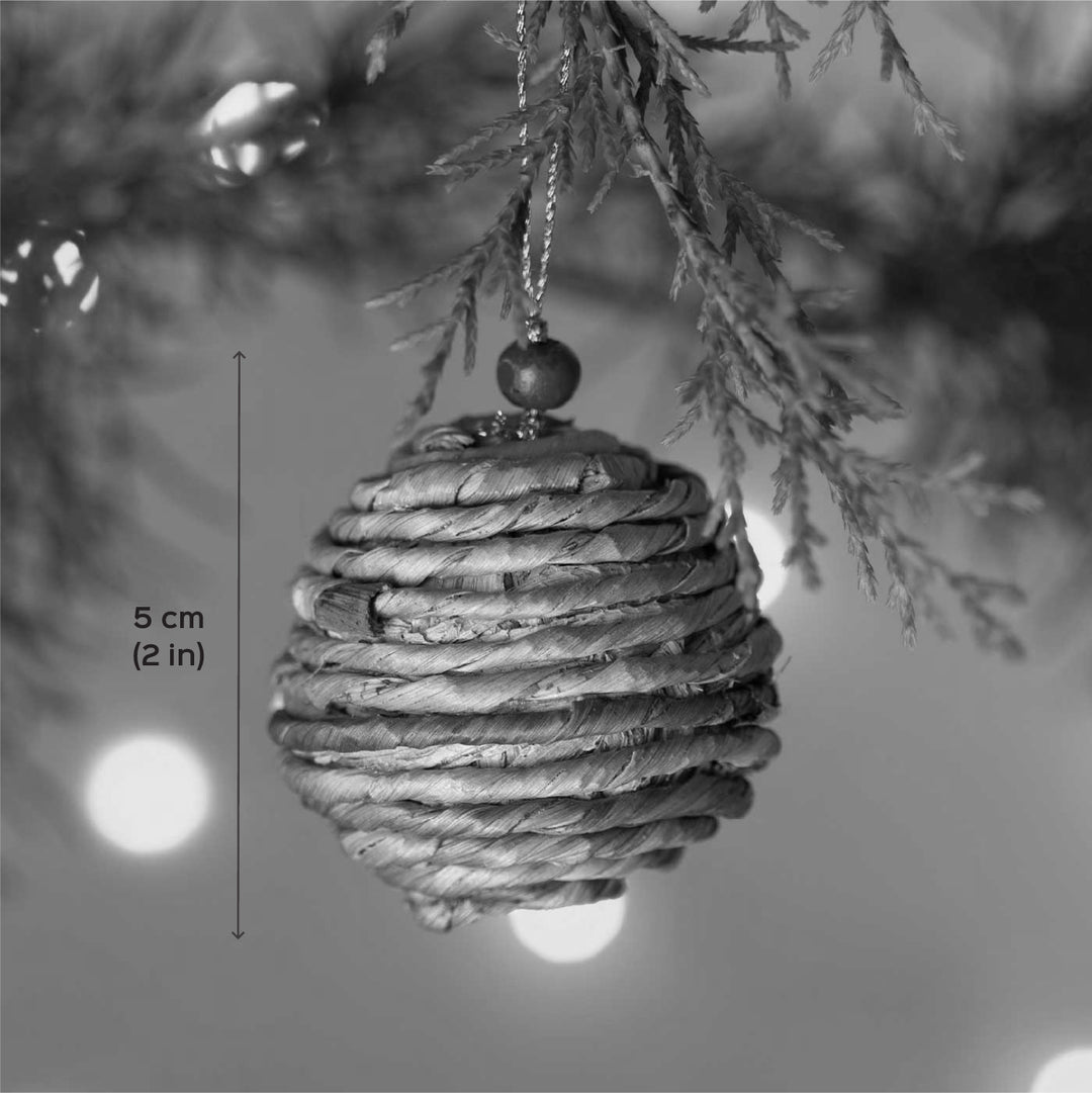 2 Pc | Handmade Banana Rope Christmas Ball Ornaments