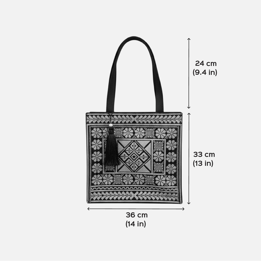 Monochrome Legacy Embroidered Work to Weekend Tote Bag