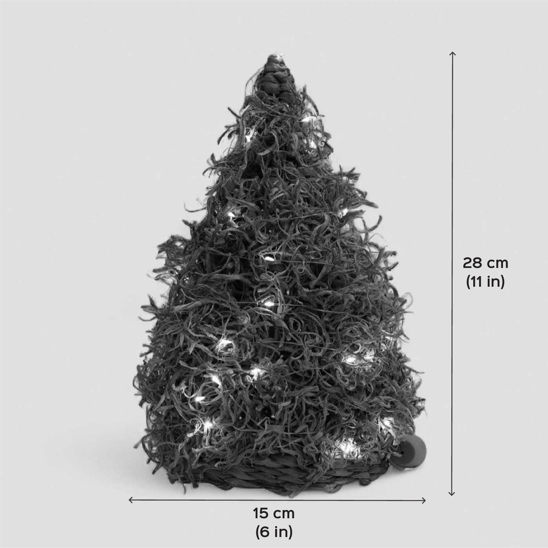 Handmade Banana Rope Pine Frill Tree Christmas Ornaments With Lights