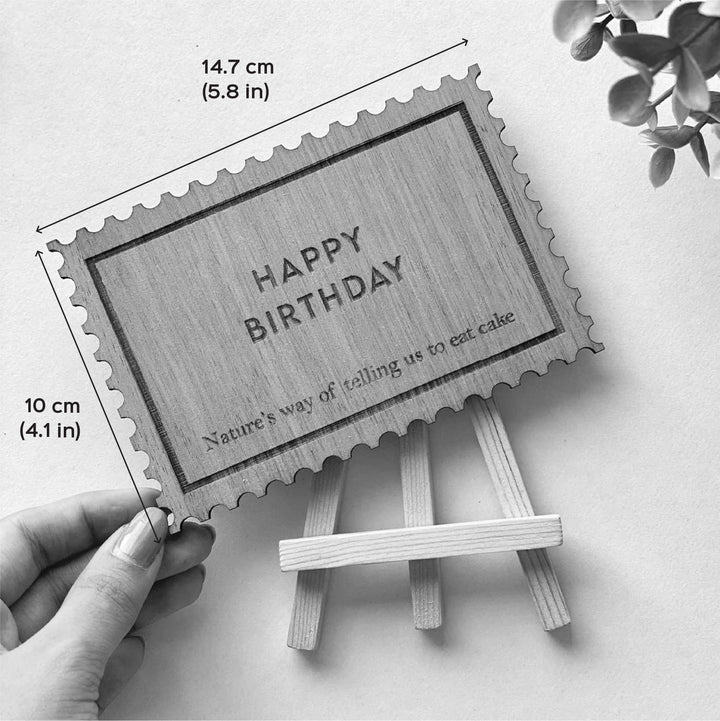 Engraved Happy Birthday Wooden Greeting Card