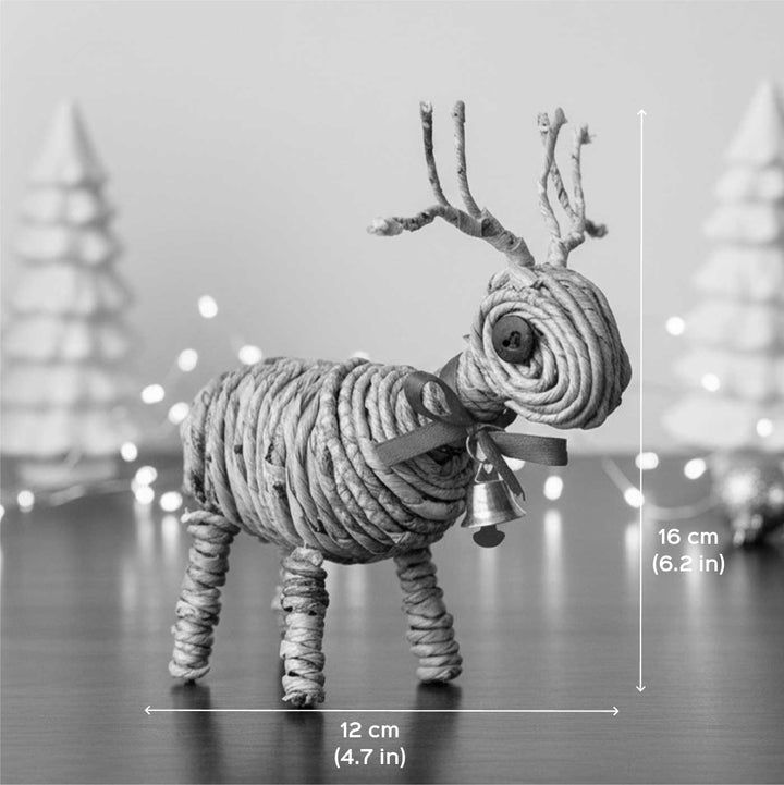 Handmade Banana Rope Reindeer Figurine Nativity Christmas Ornaments