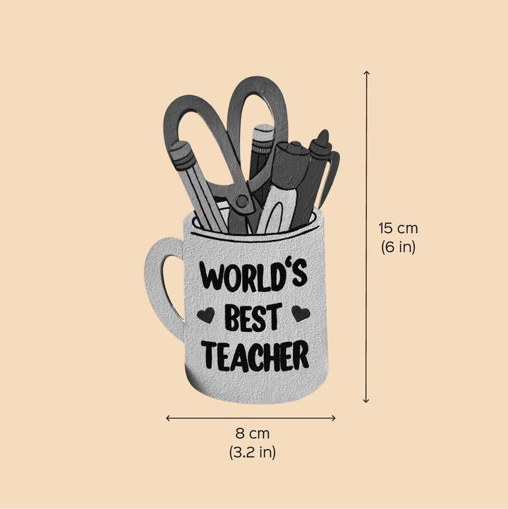 Hand-Painted "World's Best Teacher" Wooden Fridge Magnet