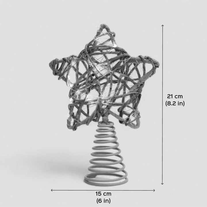 Handmade Banana Rope Twinkle Star Christmas Tree Topper