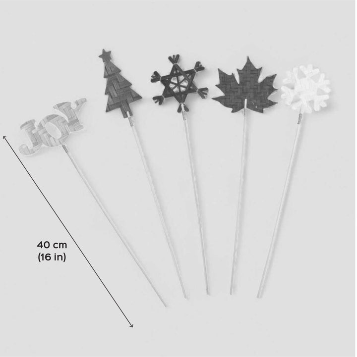 5 Pc | Handmade Bamboo Festive Assorted Decorative Sticks