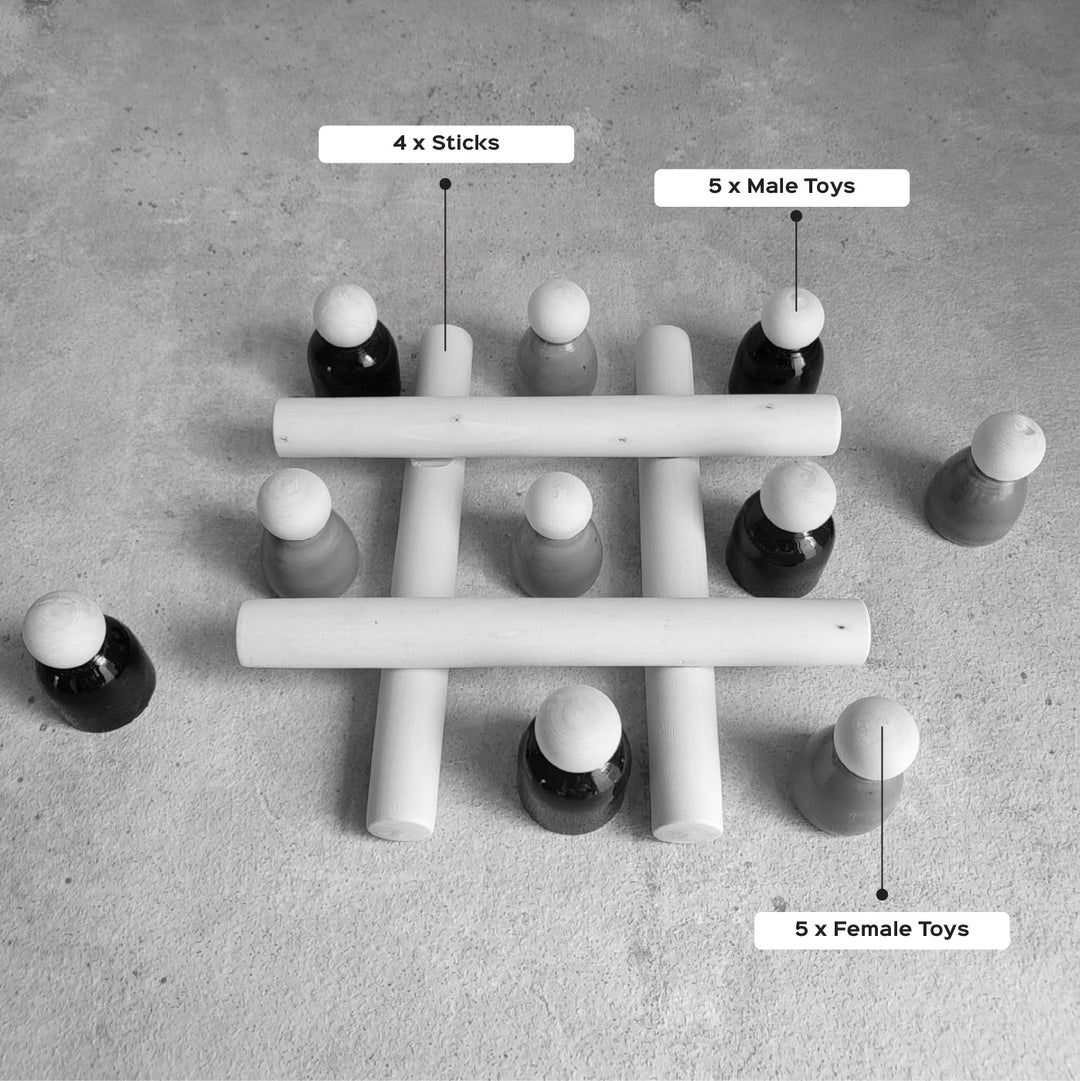 Handcrafted Wooden Tic Tac Toe Etikopakka Game Set for Kids | 3-6 Years