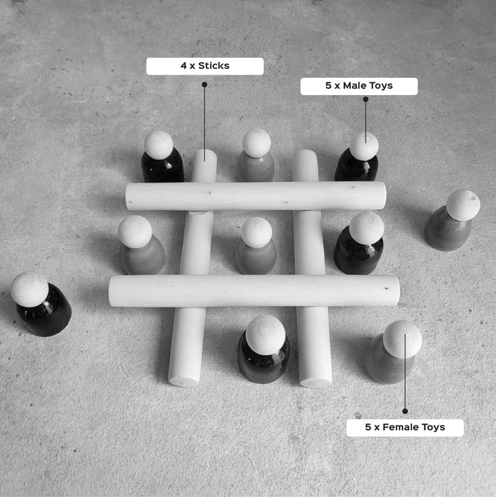 Handcrafted Wooden Tic Tac Toe Etikopakka Game Set for Kids | 3-6 Years