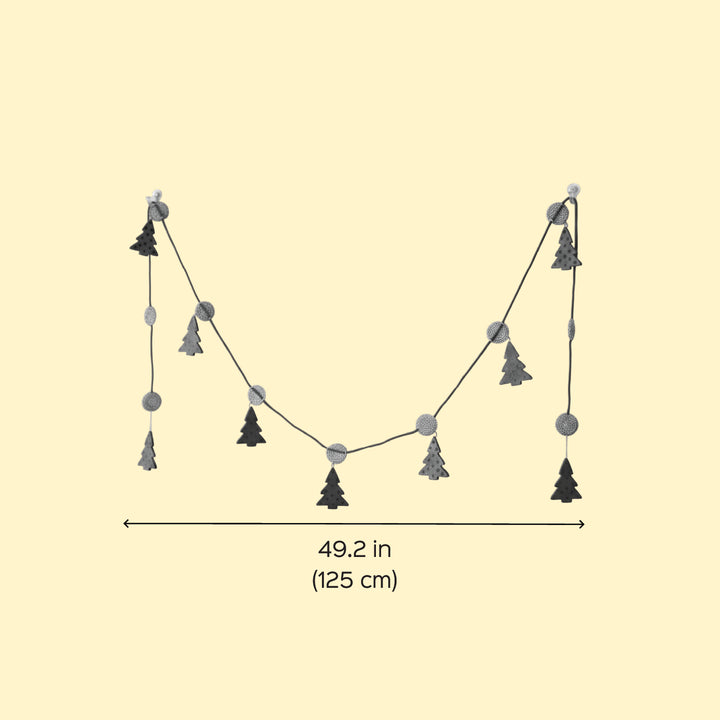 Handmade Red & Green Xmas Tree Bunting For Decoration