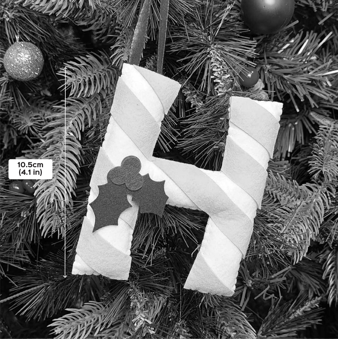 Personalized Handmade Blush Candy Cane Monogram Felt Ornament