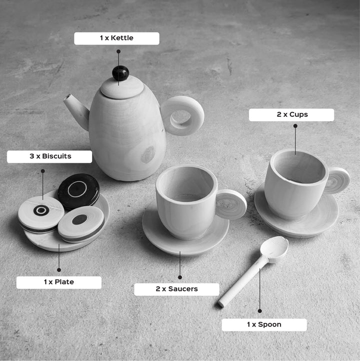 Wooden Mini Tea Set | Handmade Etikopakka Pretend Play Toy | 3–8 Years