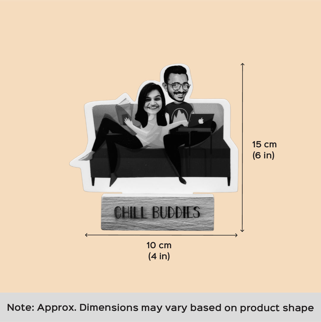 Photo Personalized Couple Hugs Acrylic Caricature Cutout