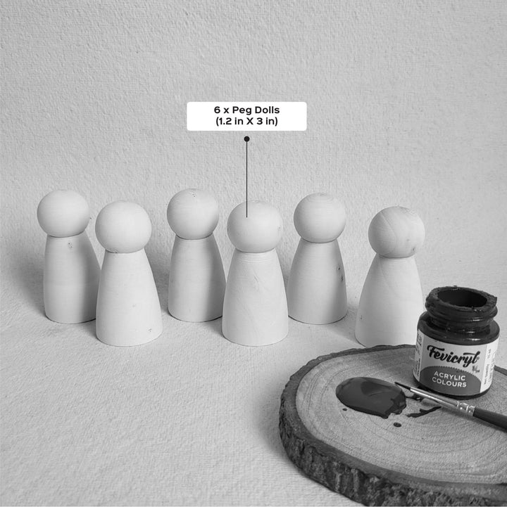 Wooden Peg Dolls Set | Handmade Etikopakka Creative Play Toy | 3–8 Years
