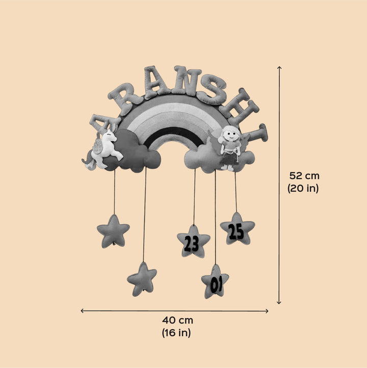 Personalized Rainbow & Unicorn Theme Felt Kids Name Plate