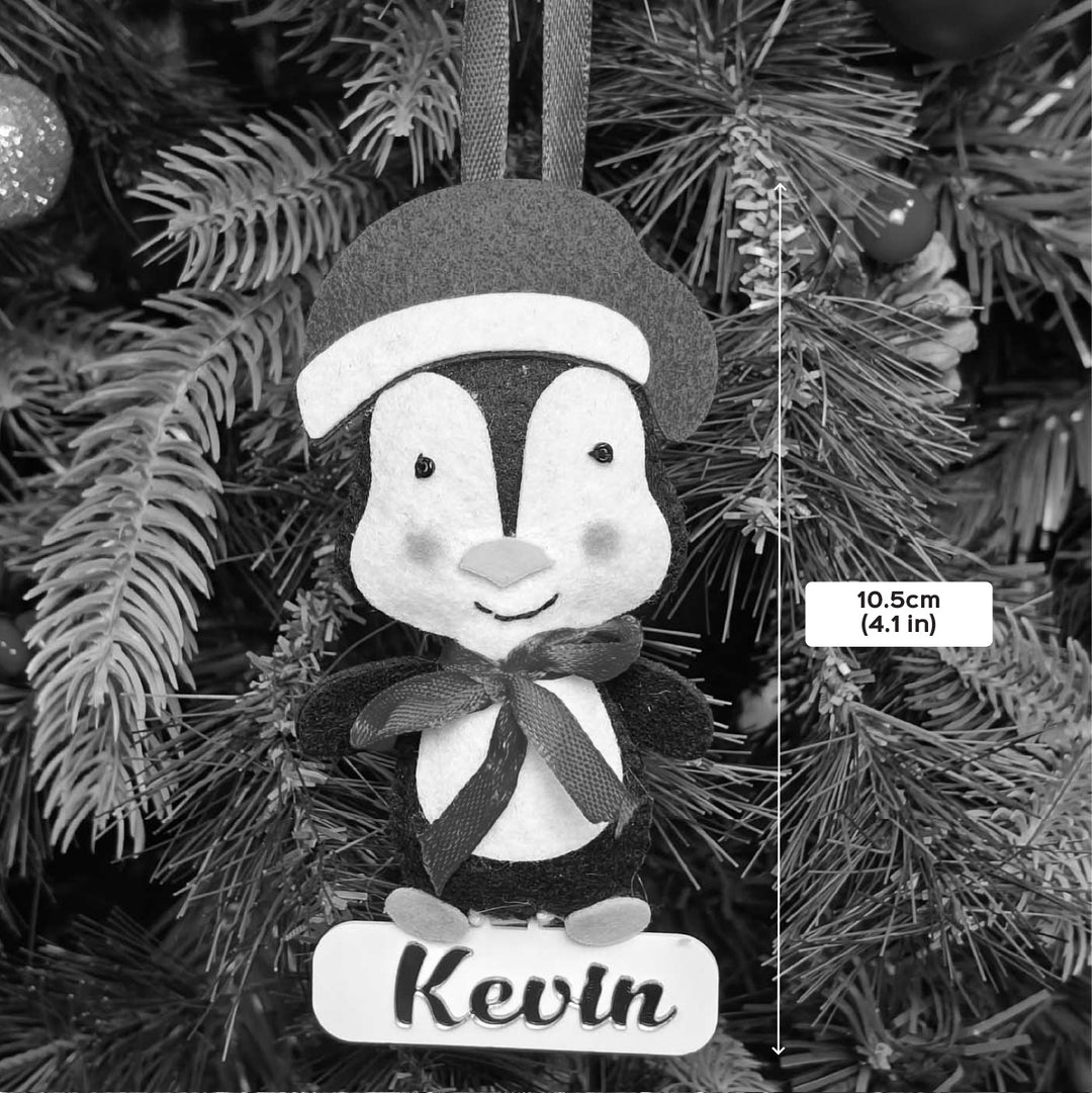 Personalized Handmade Penguin Joy Felt Ornament