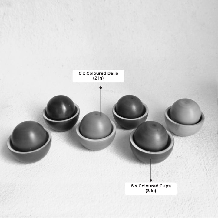 Wooden Bowls & Balls Sorter | Handmade Etikopakka Learning Toy | 1+ Years