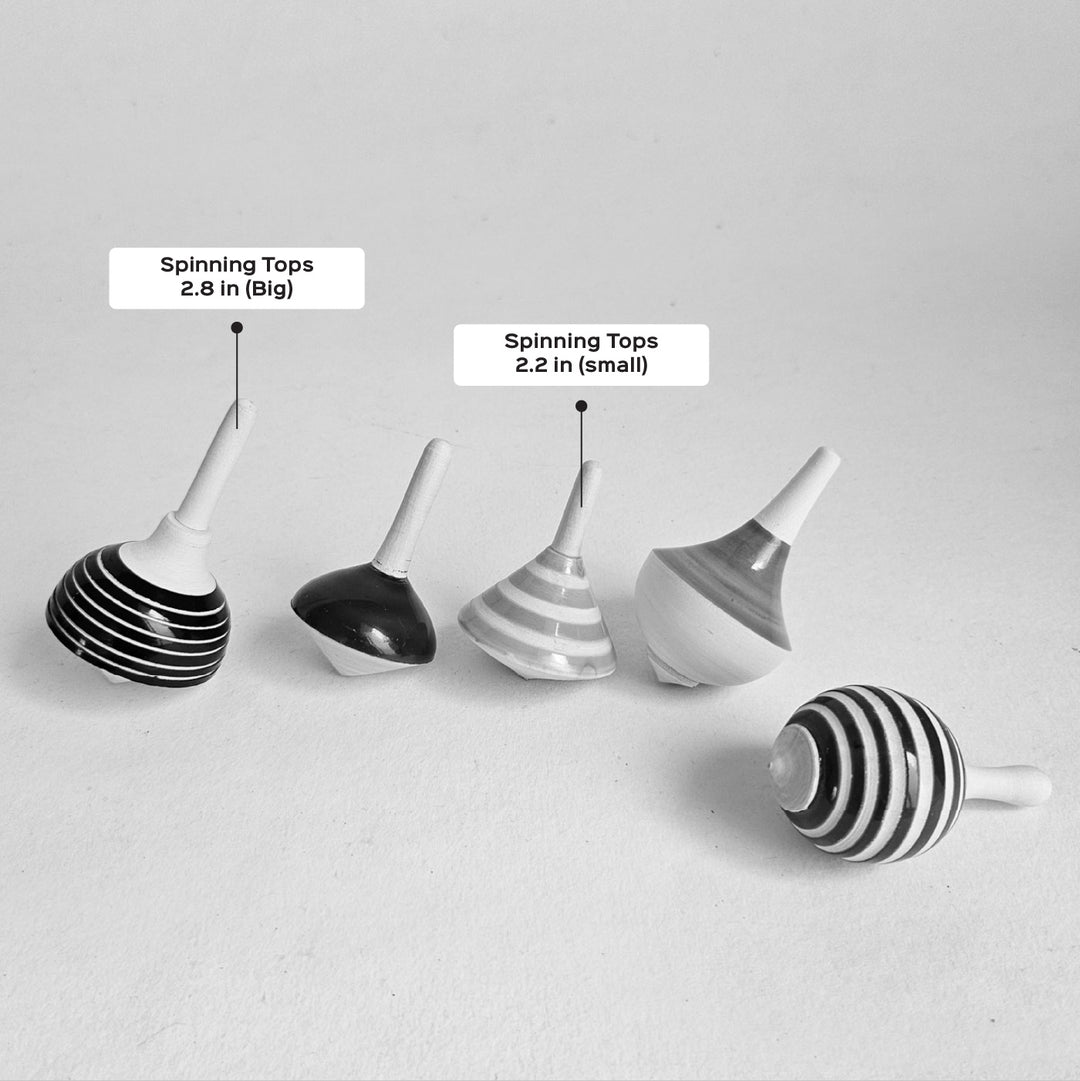 Wooden Spinning Tops Set | Handmade Etikopakka Skill Toy | 3+ Years