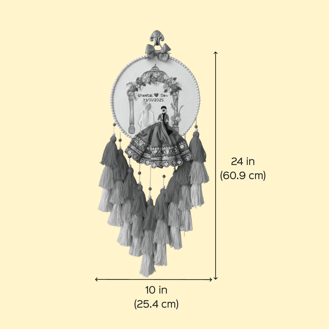 Personalized Embroidered South Indian Wedding Plaque With Tassels