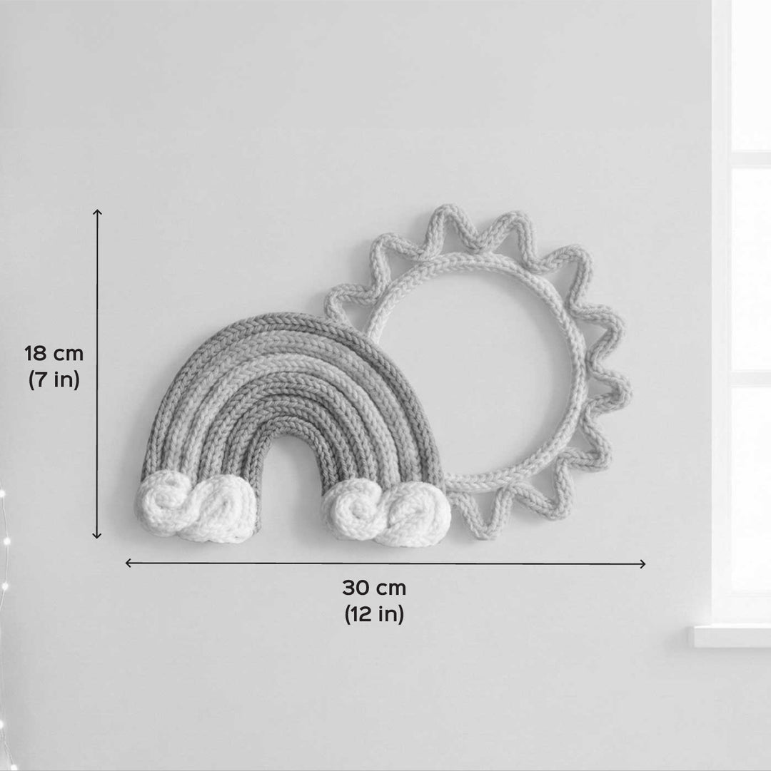 Handmade Knitted Wire Rainbow & Sun Hanging For Kids Room Decoration