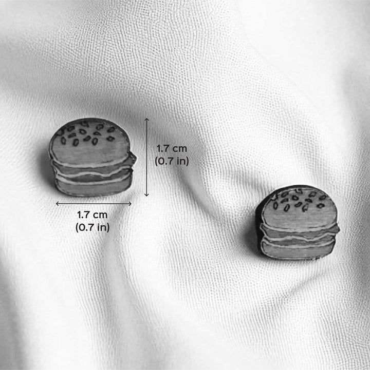 Handmade Burger Wooden Earrings