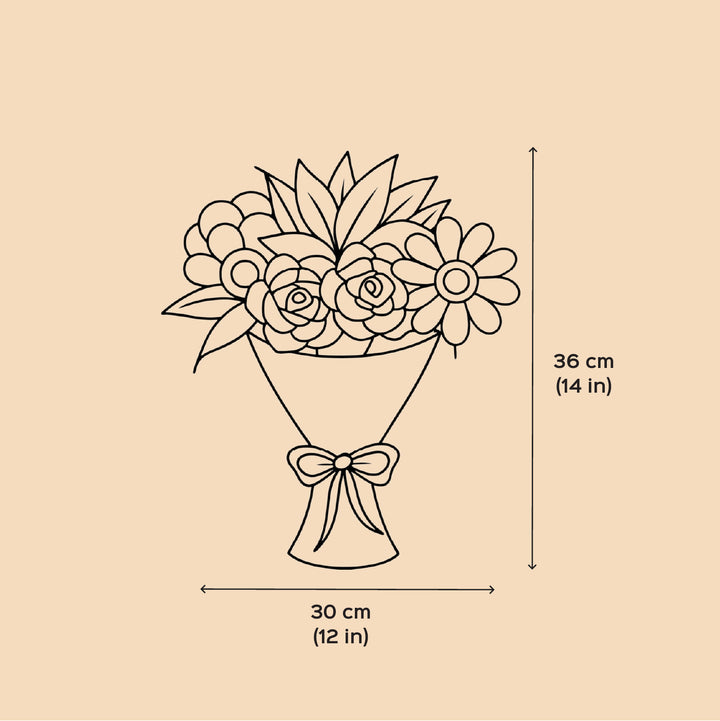 Handmade Crochet Sunflower Bouquet With Lights | Includes Photo & Greeting Card