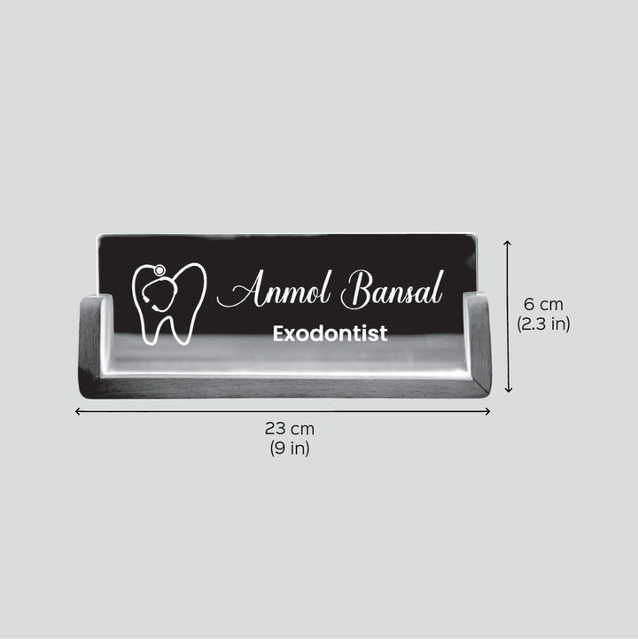 Personalized Doctor Sleek Glass Desk Nameplate With LED Light