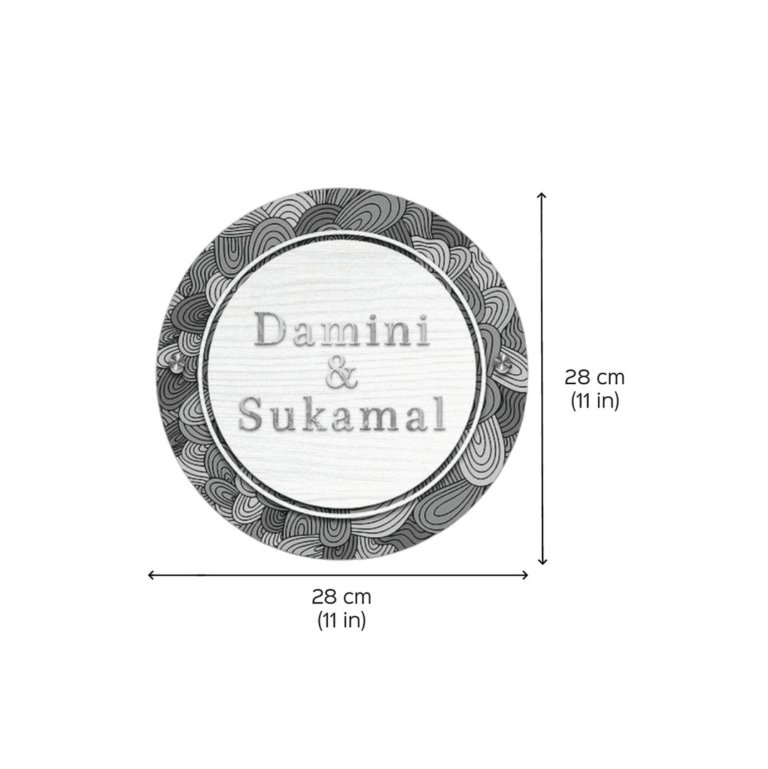 Personalized Round Multicolour MDF Wood Name Plate