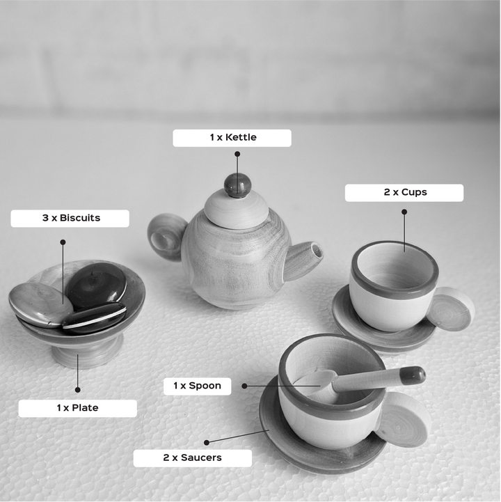 Wooden Classic Tea Set | Handmade Etikopakka Pretend Play Toy | 3–8 Years