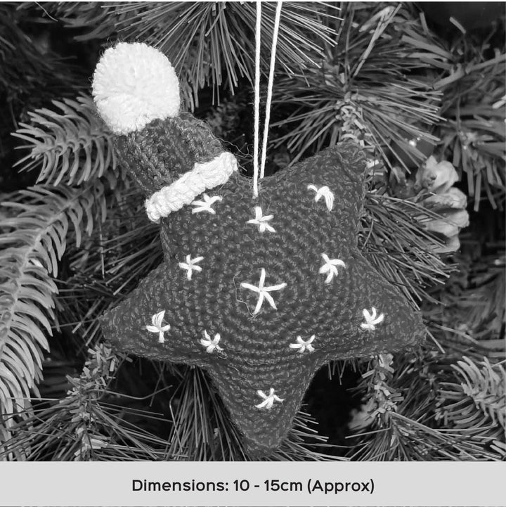 Handmade Jolly Knit Star Plush Ornament