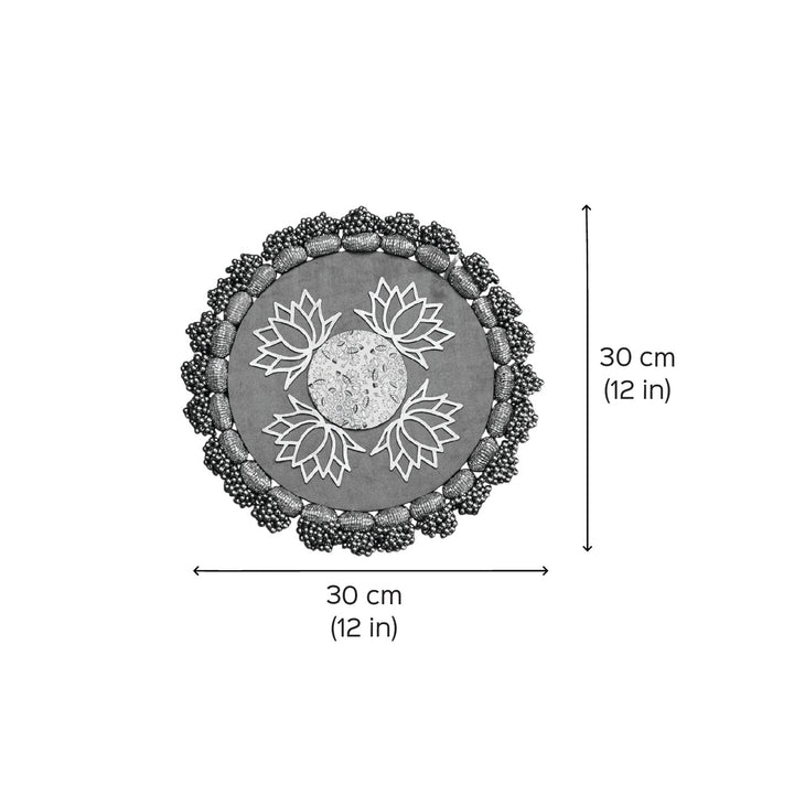 Reversible Handmade Mandala Maroon Parsi Gara Glass Beaded Rangoli
