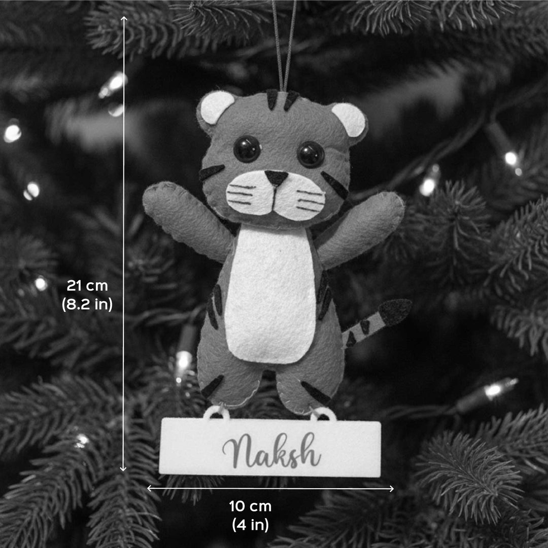 Personalized Handmade Felt Baby Tiger Christmas Ornament