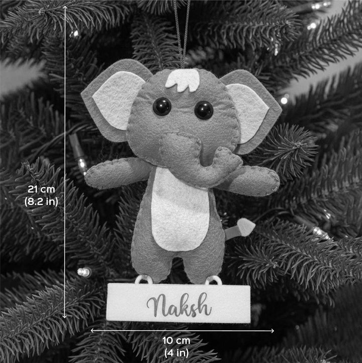 Personalized Handmade Felt Baby Elephant Christmas Ornament