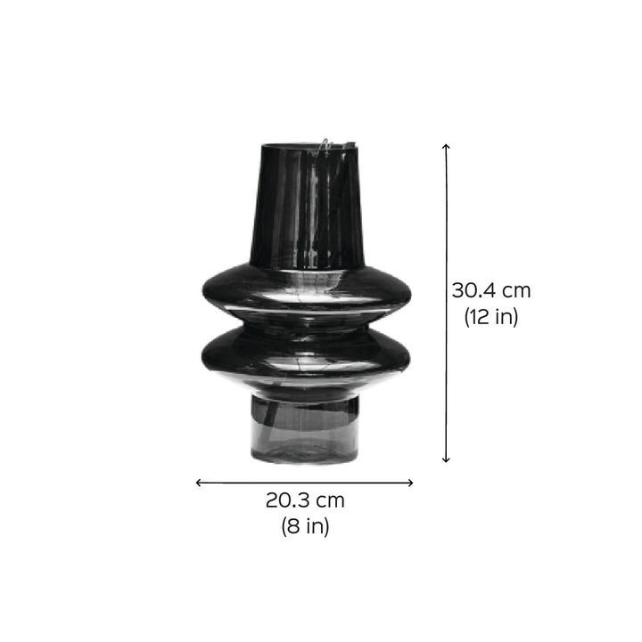 Handmade Slate Grey Ripple Glass Vase | 12 inch