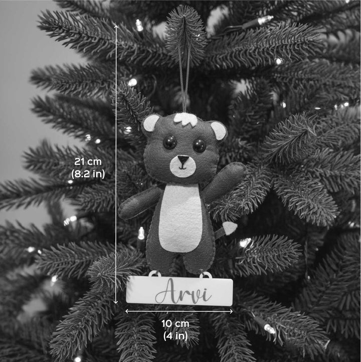 Personalized Handmade Felt Baby Bear Christmas Ornament