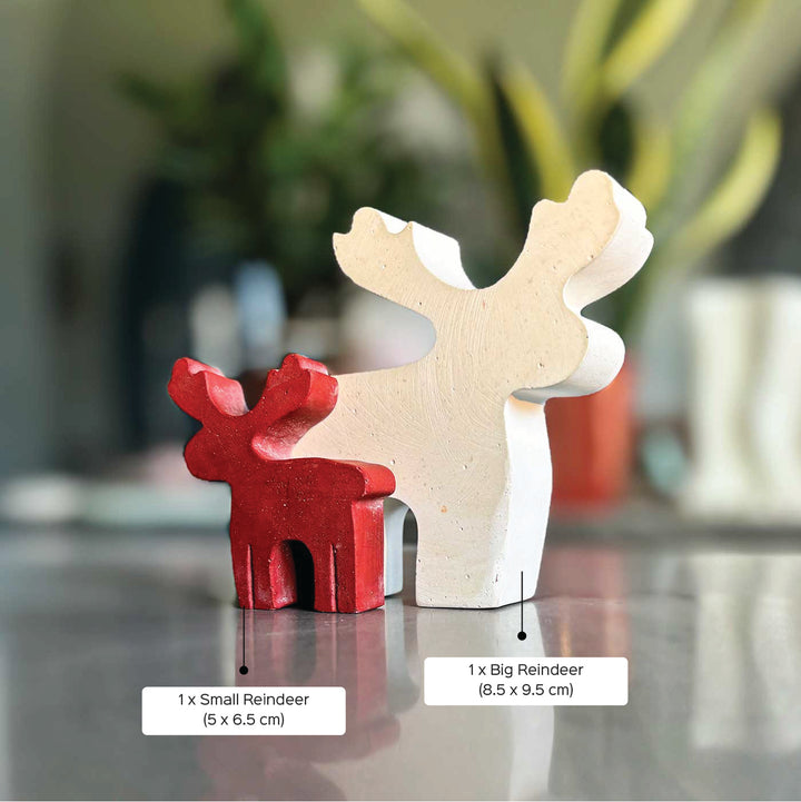 Handmade Santa's Steeds Concrete Table Decor For Christmas Decoration | Set Of 2