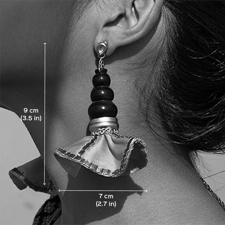 Statement Handmade Pot With Yellow Swang Brass Earrings | 22K Gold Plated