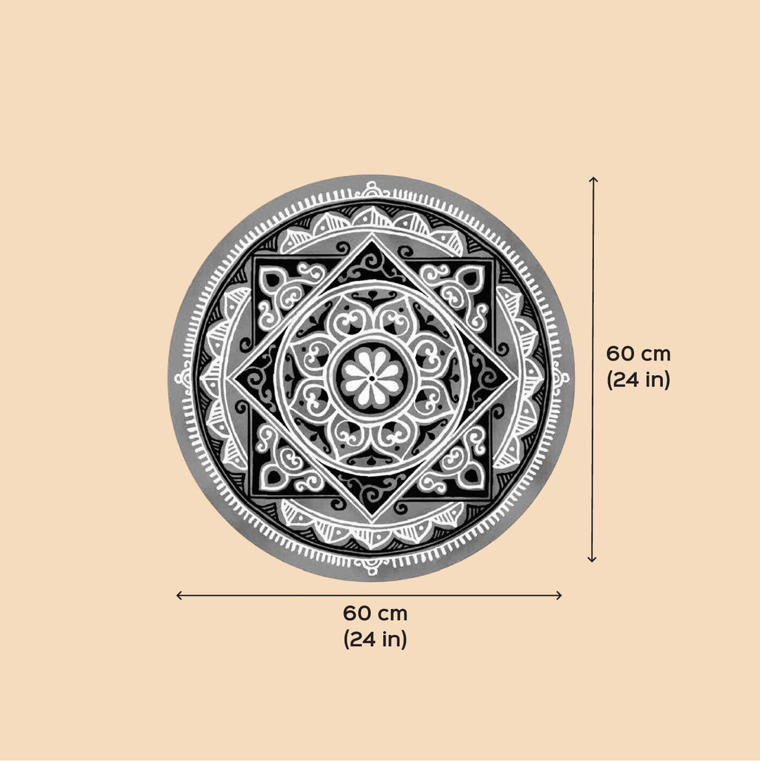 24 x 24 Inch | Hand-Painted Saanjh Circle Canvas Reusable Rangoli Mat