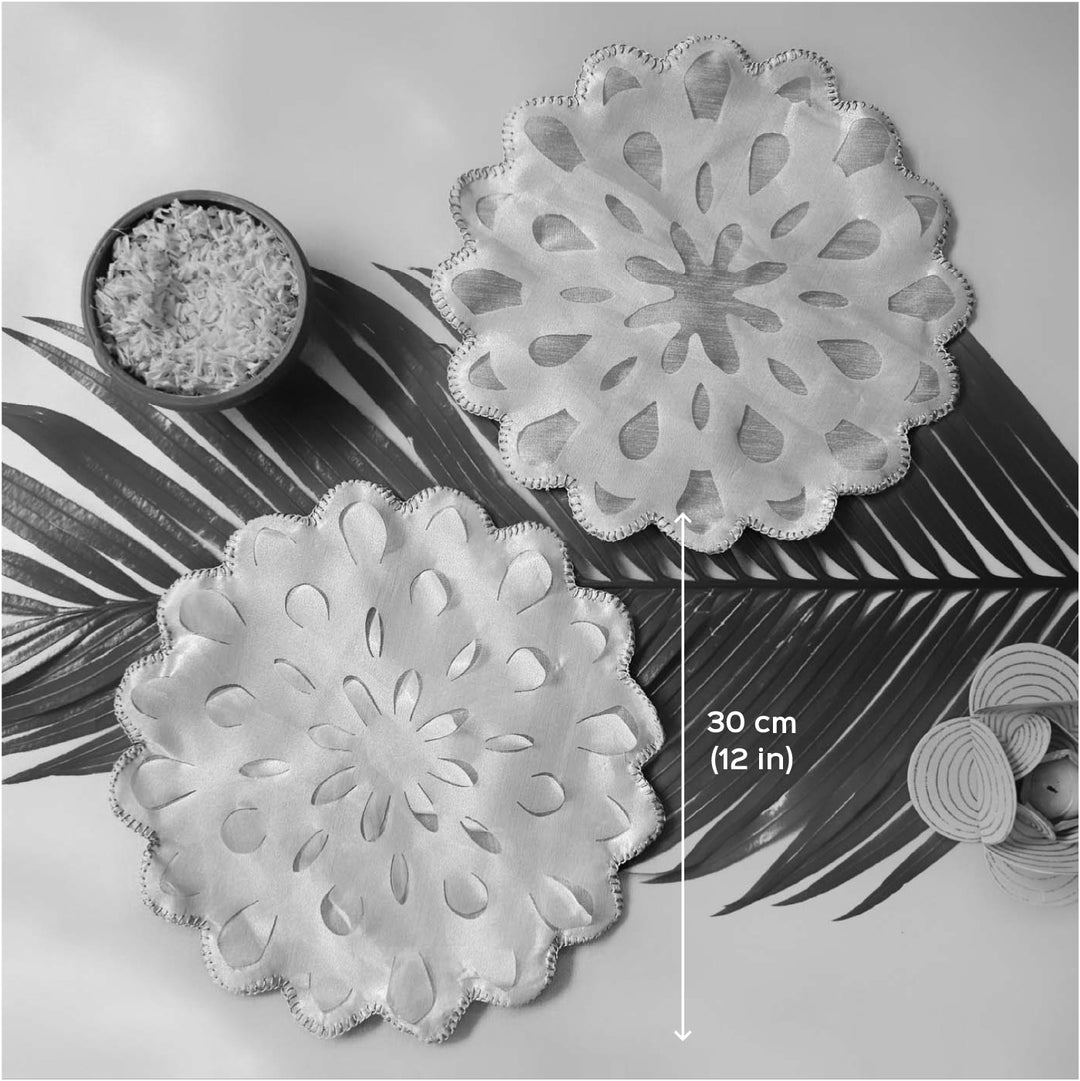 Handmade Marigold Design Cutwork Table Mat | Set Of 6