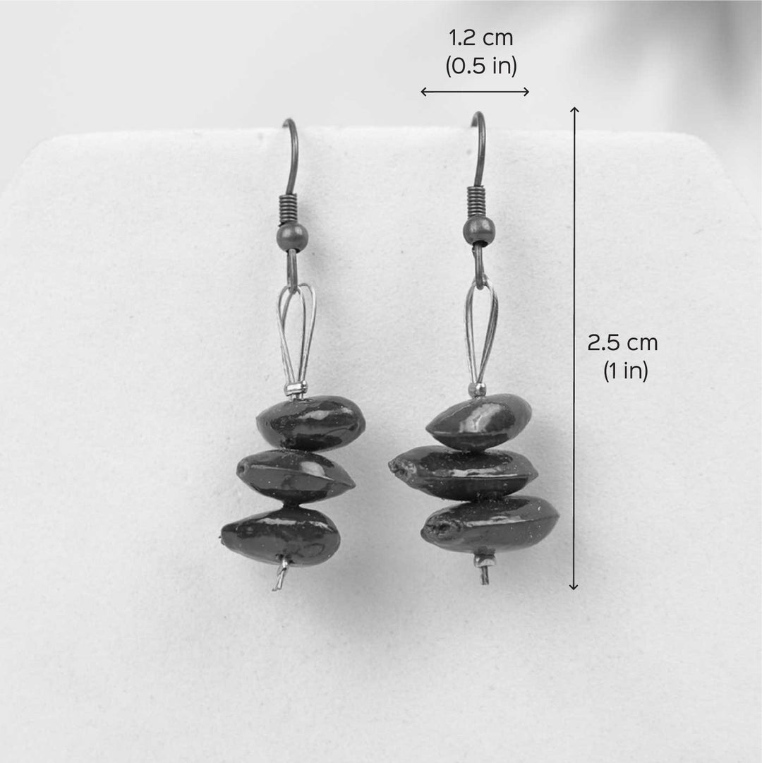 Handmade Brown Sitaphal Seed Earrings