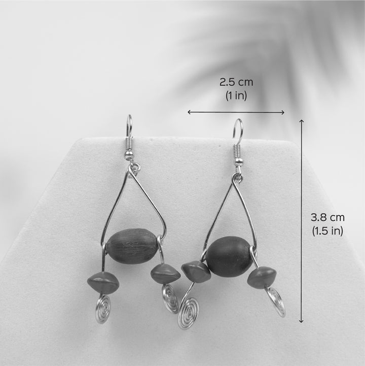 Handmade Brown & Red Spiral Lotus & Gunj Seed Earrings