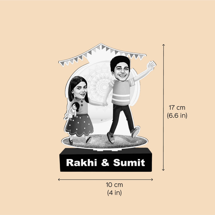 Photo Personalized Printed Hand In Hand Design Acrylic Caricature Cutout With Stand