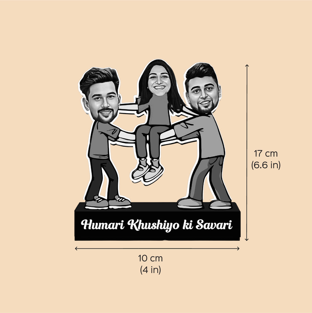 Photo Personalized Printed Khushiyo Ki Sawari Acrylic Caricature Cutout With Stand