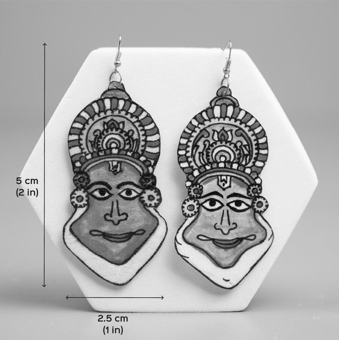 Hand-Painted Kathakali Theme Leather Earrings
