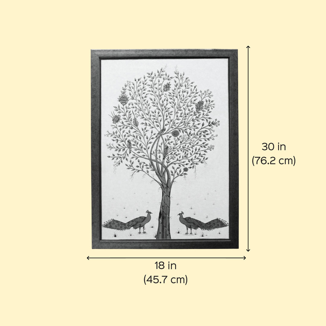 30 x 18 Inch | Life of Tree | Framed Hand Painted Wall Painting