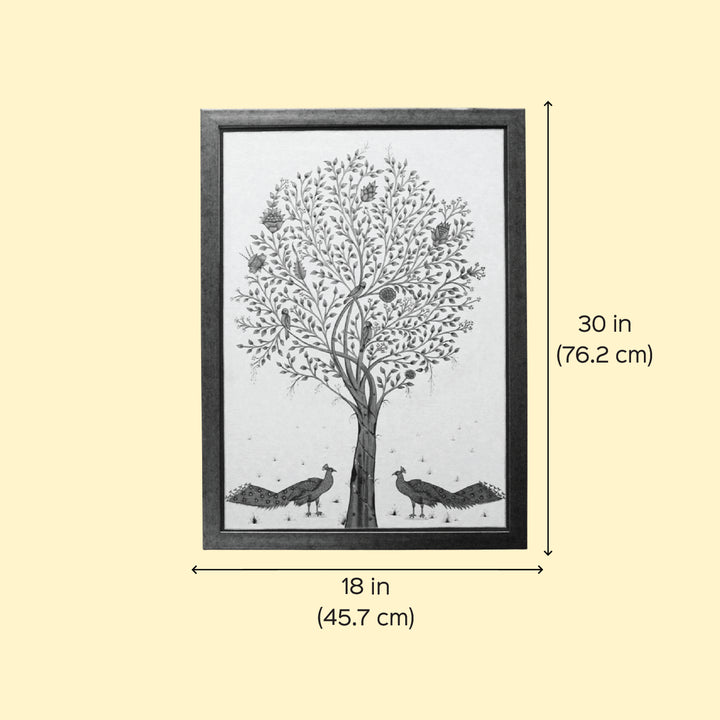 30 x 18 Inch | Life of Tree | Framed Hand Painted Wall Painting