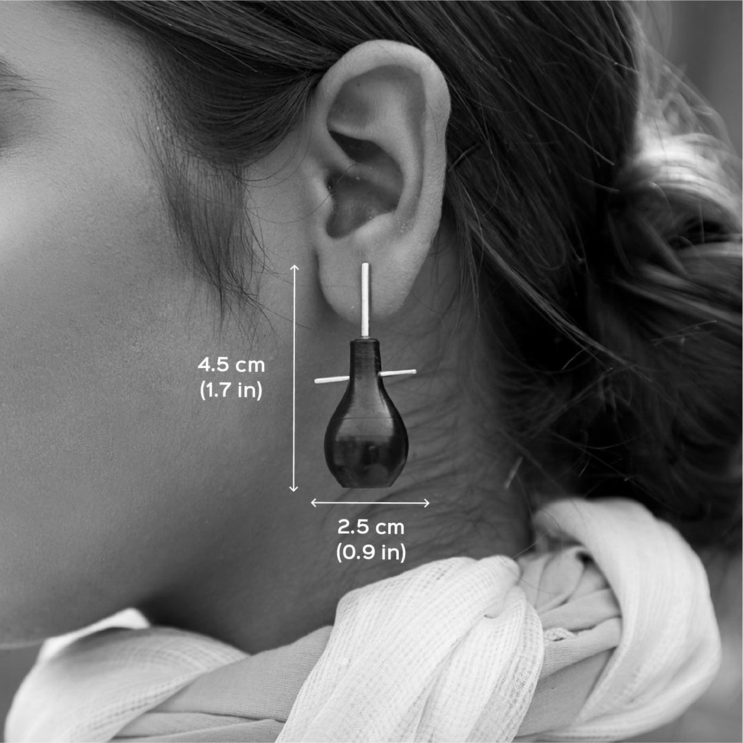 Contemporary Handmade Pot Pierced Design Brass Earrings | 22K Gold Plated