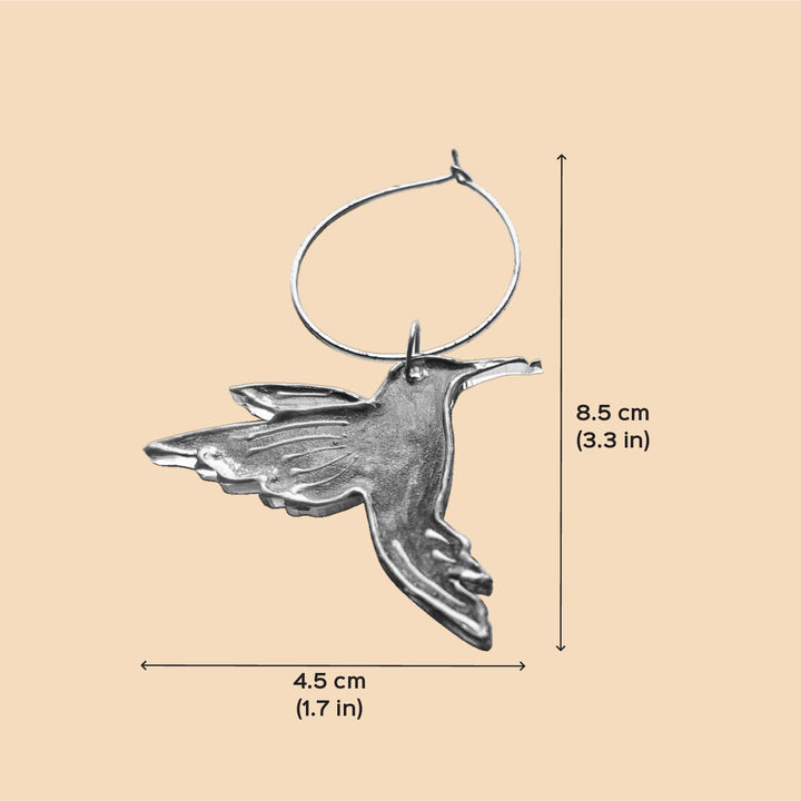 Handmade Laser Cut Humming Bird Hoop Acrylic Earrings