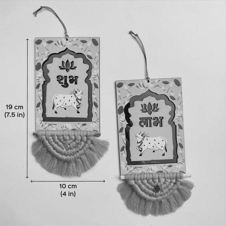 Handmade Macrame Pichwai Theme Cotton Shubh Labh Hangings