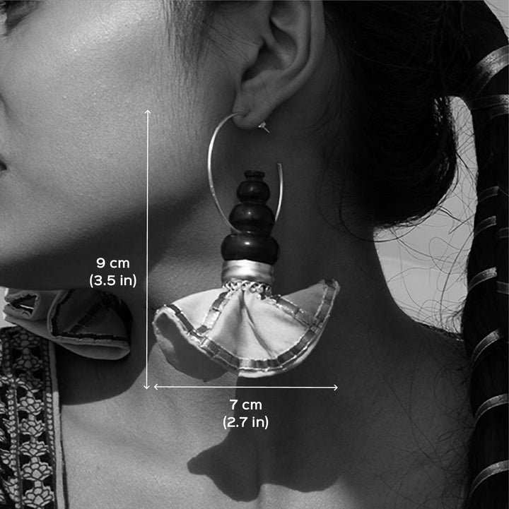 Statement Handmade Pot With Yellow Swang Hoop Design Brass Earrings | 22K Gold Plated