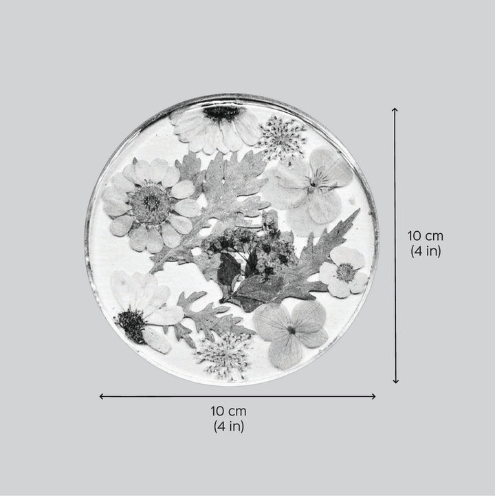 Handmade Preserved Flower Sonnets Of Winter Resin Coaster
