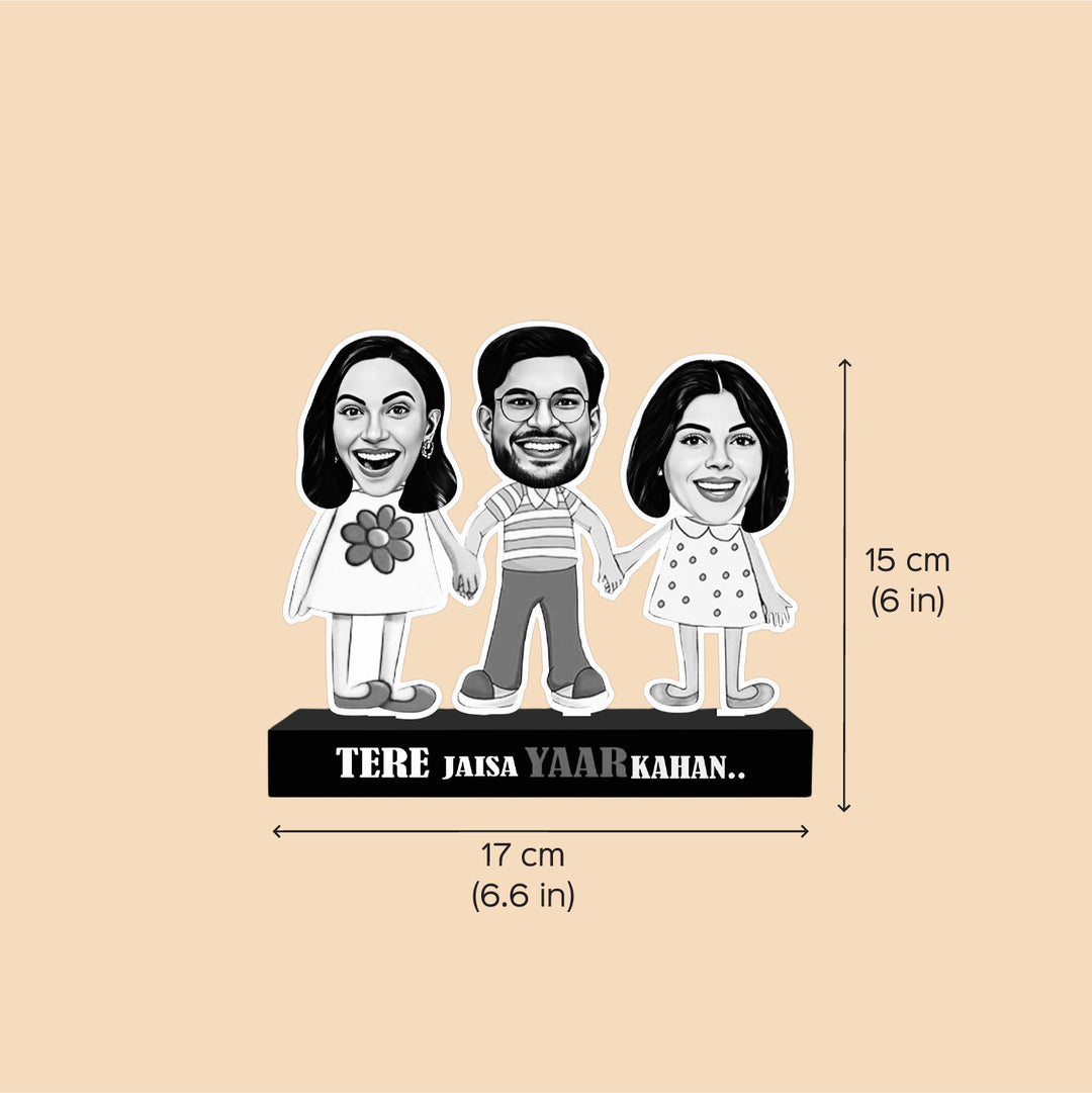 Photo Personalized Printed Siblings Theme Acrylic Caricature Cutout With Stand